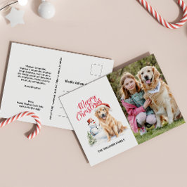 GOLDEN RETRIEVER SANTA HAT CHRISTMAS SINGLE PHOTO HELG VYKORT