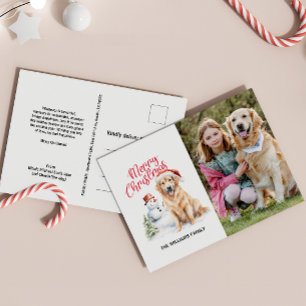 GOLDEN RETRIEVER SANTA HAT CHRISTMAS SINGLE PHOTO HELG VYKORT