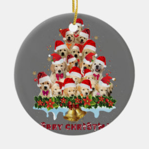 Golden Retriever Santa Hat Julafton Hundar Merry C Julgransprydnad Keramik