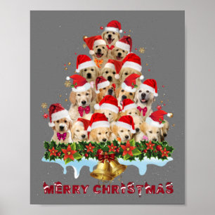 Golden Retriever Santa Hat Julafton Hundar Merry C Poster