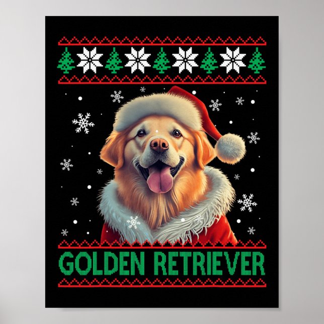 Golden Retriever Santa Hat Ugly jul Poster (Framsidan)