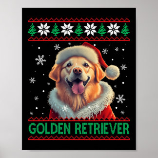 Golden Retriever Santa Hat Ugly jul Poster