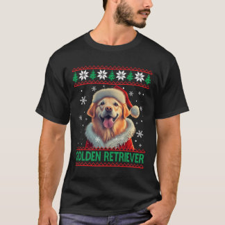 Golden Retriever Santa Hat Ugly jul T Shirt