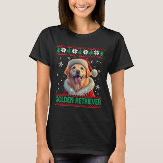 Golden Retriever Santa Hat Ugly jul T Shirt