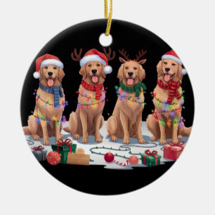 Golden Retriever Santa-hattar som inte är jul Julgransprydnad Keramik