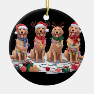Golden Retriever Santa-hattar som inte är jul Julgransprydnad Keramik
