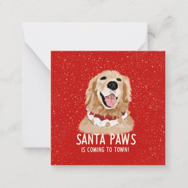 Golden Retriever Santa Paws Julhund Kort (Framsida)