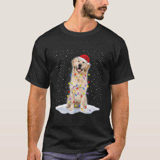 Golden Retriever Santa Tree Lights T Shirt