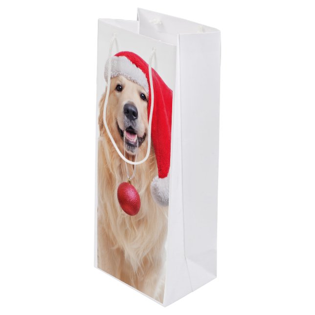 Golden Retriever Santa Vin Gift Bag (Framsidan Vinklad)