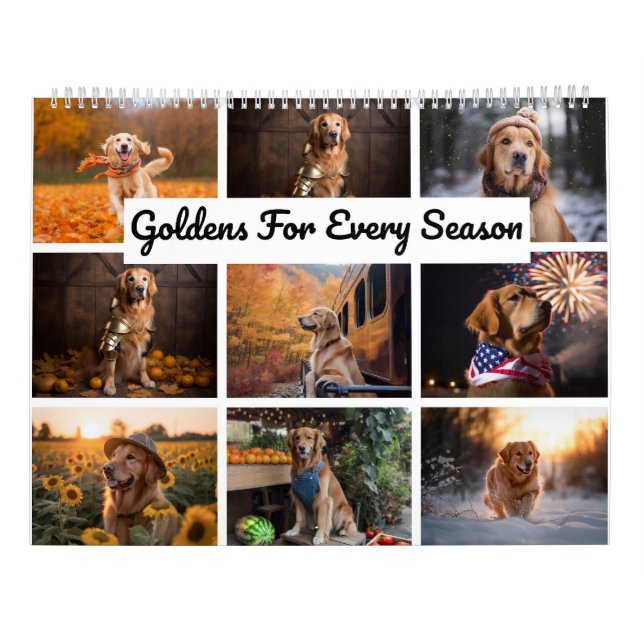 Golden Retriever Season Calandar Kalender (Baksida)