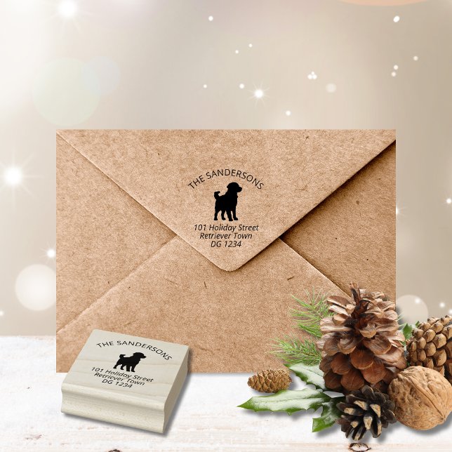 Golden Retriever Silhouette Address Stämpel (Golden retriever silhouette return address rubber stamp
)