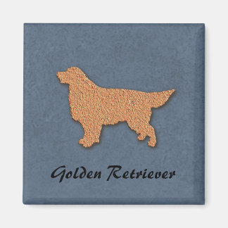 Golden Retriever Silhouette på Blue Magnet
