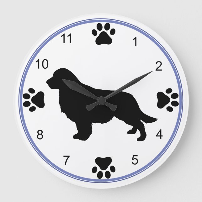 Golden Retriever Silhouette Stor Klocka (Framsida)