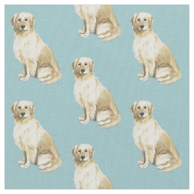Golden Retriever Sitta Hund Art Fabric Tyg (Närbild)