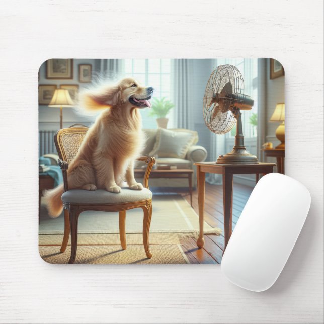 Golden Retriever Sitta längst fram i Fläkt Musmatta (Med mus)