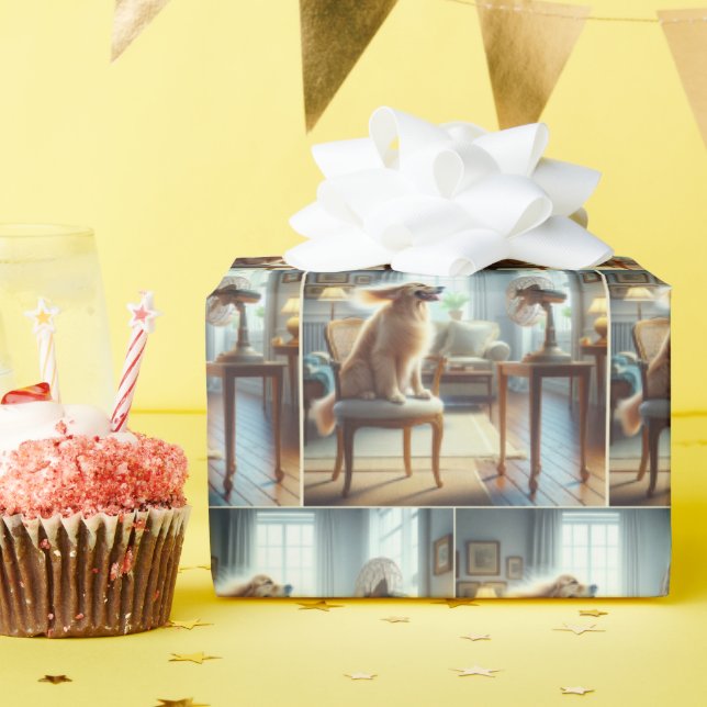 Golden Retriever Sitta längst fram i Fläkt Presentpapper (Födelsedagsfest)