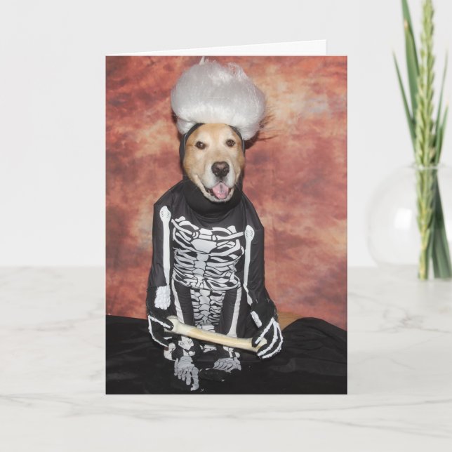 Golden Retriever Skeleton of Roligt Halloween Kort (Framsida)