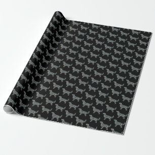 Golden Retriever Small Silhouette Grid Black Presentpapper