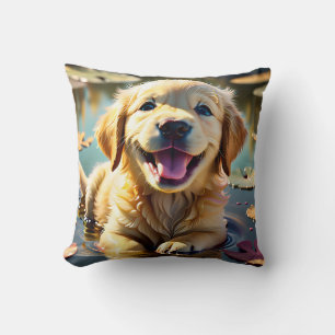 Golden Retriever Smiling Kudde