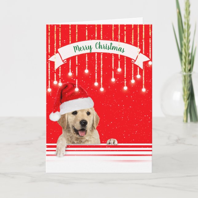 Golden Retriever-snöflingorna Helgkort (Framsida)