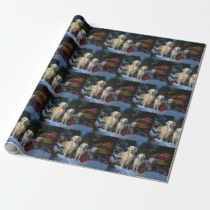 Golden Retriever Snöig släde juldekoration  Presentpapper