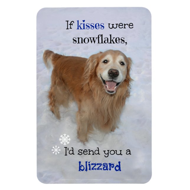 Golden Retriever Snowflake Kisses Magnet (Vertikal)