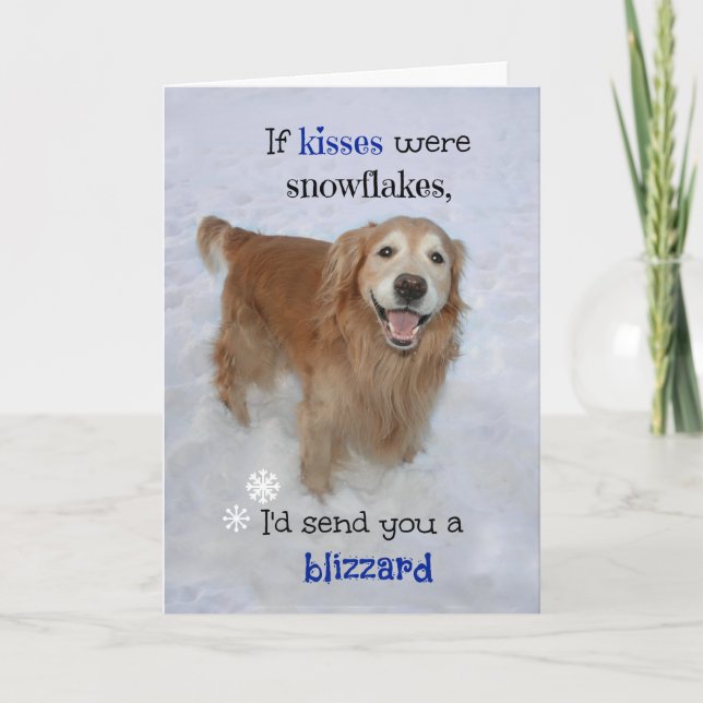Golden Retriever Snowflake Kisses Valentine Day Helgkort (Framsida)