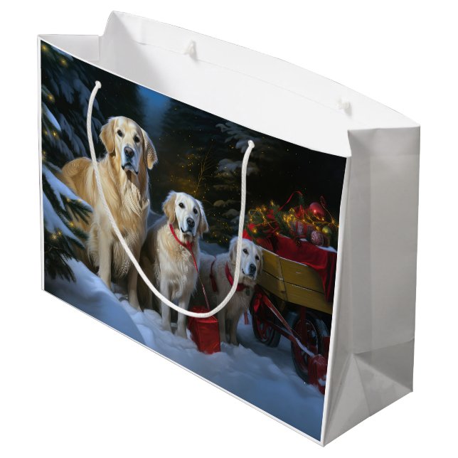Golden Retriever Snowy Sleigh-juldekretet (Baksidan Vinklad)