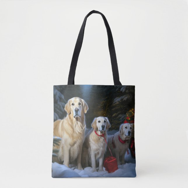 Golden Retriever Snowy Sleigh-juldekretet Tygkasse (Framsida)