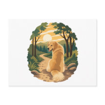 Golden Retriever Solnedgång Stigäventyr