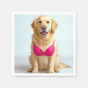 Golden Retriever som bär en rosa bysthållare Pappersservett