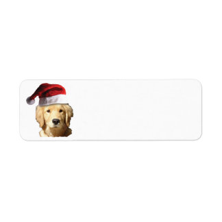 Golden Retriever som bär en Santa Claus mössa Returadress Etikett