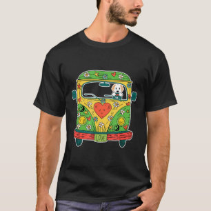Golden Retriever som driver Hippie Buss Peace Kärl T Shirt