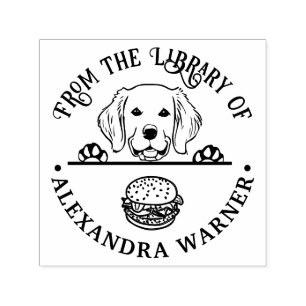 Golden Retriever som spanar på Burger Library Bokn Självfärgande Stämpel