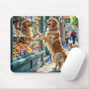 Golden Retriever som stirrar på bakverk Musmatta