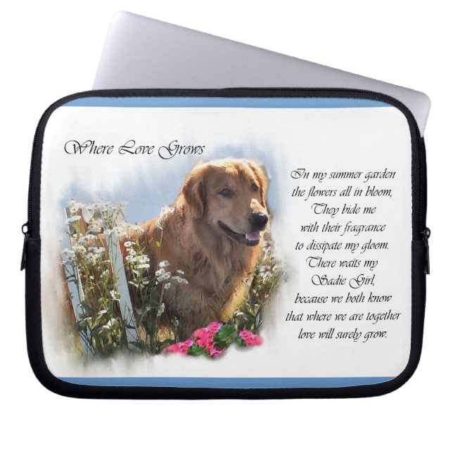 Golden Retriever Sommarträdgård Laptop Fodral (Framsidan)