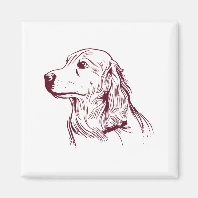 Golden Retriever Sött Hund Ansikte Design Magnet (Framsidan)