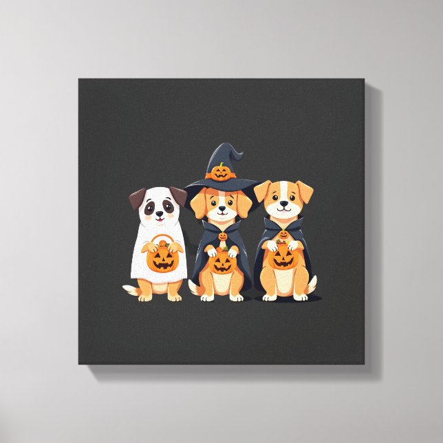 Golden Retriever Spöke Halloween Bus eller Betyg G Canvastryck (Framsida)