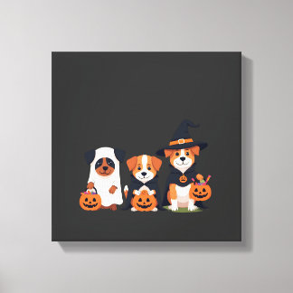 Golden Retriever Spöke Halloween Bus eller Godis D Canvastryck