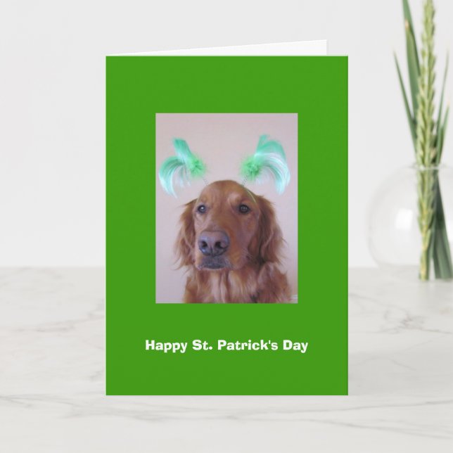 Golden Retriever St. Patrick's Day Card Kort (Framsida)