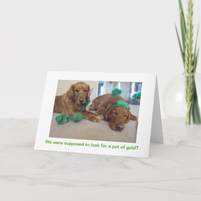 Golden Retriever St. Patrick's Day Card Kort (Framsida)