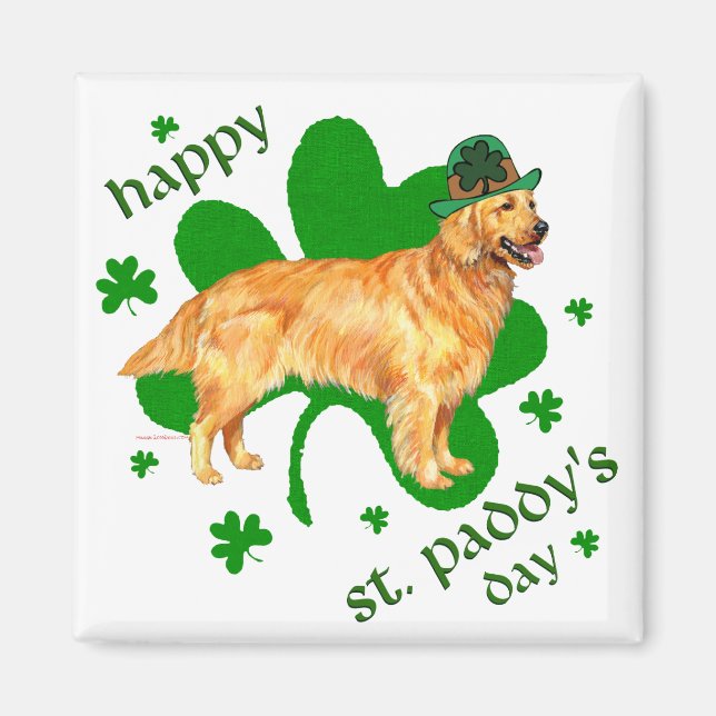 Golden Retriever St Patrick's Day Magnet (Framsidan)