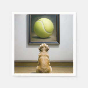 Golden Retriever Staring på Tennis Boll Art Biet Pappersservett
