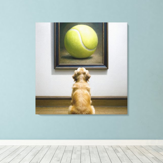 Golden Retriever Staring på tennis Boll Painting Canvastryck (Insitu (trägolv))