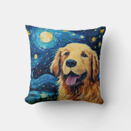 Golden Retriever Starry Night Kudde
