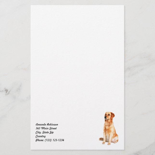Golden Retriever Stationery Brevpapper (Framsida)