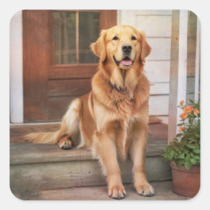 Golden Retriever Stickers Fyrkantigt Klistermärke