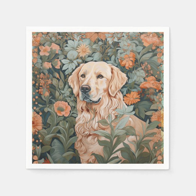 Golden Retriever Stil i William Morris Pappersservett (Framsidan)
