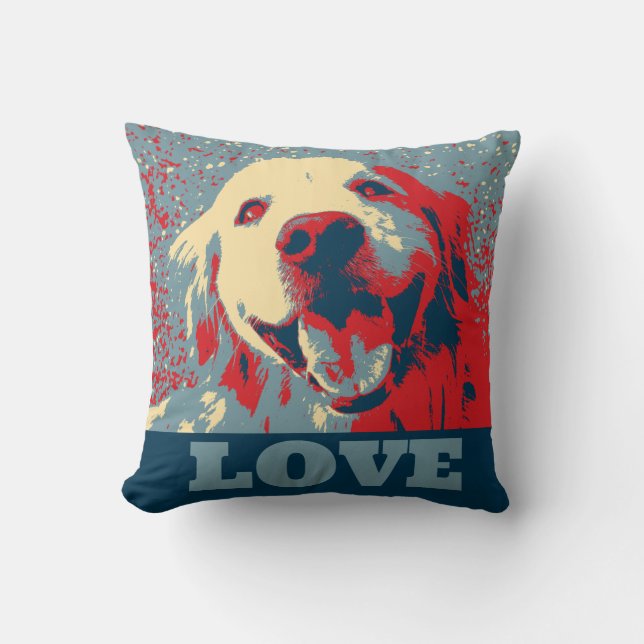 Golden Retriever Stiliserad Kärlek Kudde (Framsida)