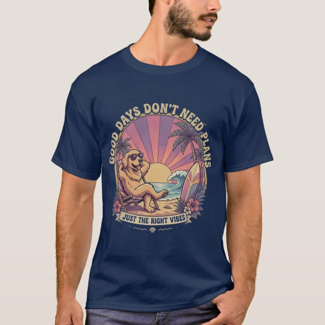 Golden Retriever Strand Sommar Vibes T Shirt (Framsida)